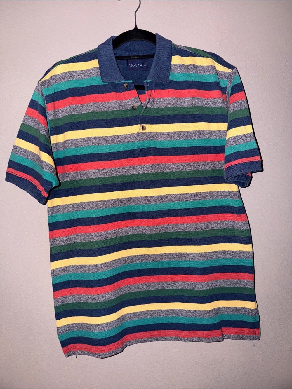 Gant Striped Polo in Navy, Yellow, Red, Green
